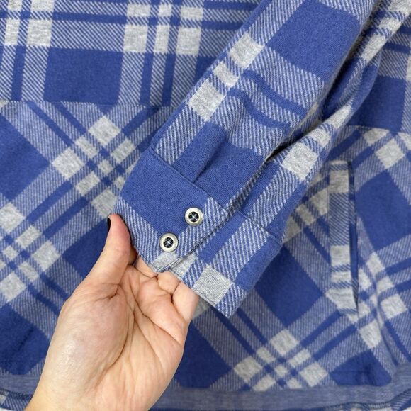 Soft Surroundings Flannel Tunic Womens XL Petite Blue Plaid Cozy Cabin 1/2 Zip - Picture 4 of 10